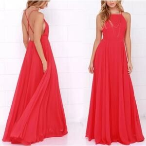 Lulus Mythical Kind of Love Red Strappy Maxi Dress Sz L Formal Semi-Formal Prom